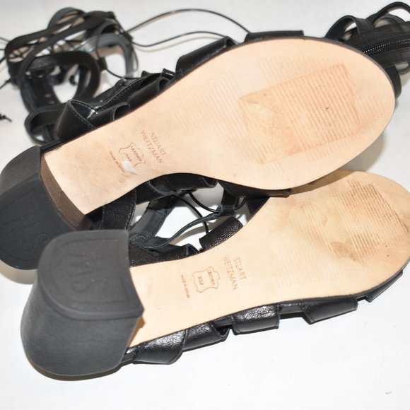 NEW $550 Stuart Weitzman Grecian Sandal GLADIATOR Black Leather 6  CELEBS (Z1) - Picture 7 of 8